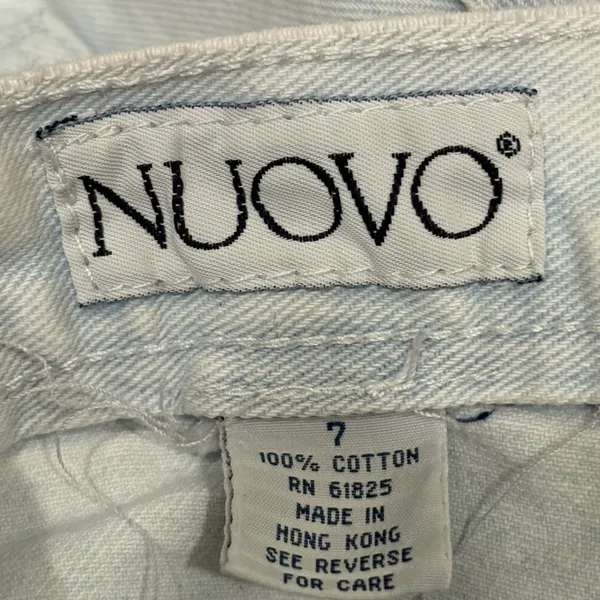 VTG 90s Nuovo High Waisted Patchwork Denim Mom Shorts Light Wash Blue Pleated XS - Image 10