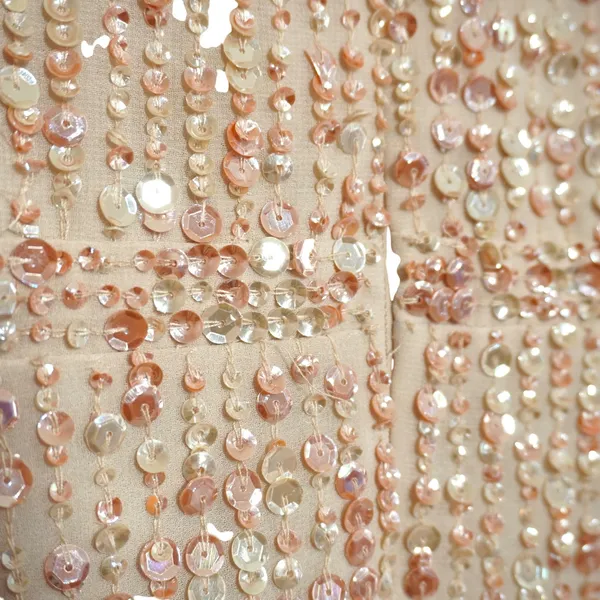 Mac Duggal Pink Nude Sequin V-Neck Long‎ Sleeve Midi Dress Size 10 NWT Formal - Image 14