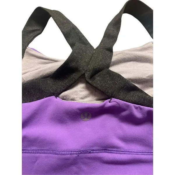 Lululemon tank top connected straps purple & gray sz S/M - Image 3