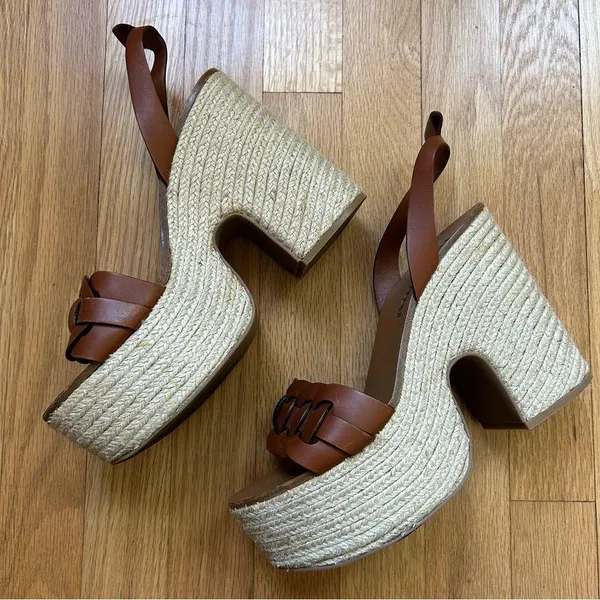 MIU MIU Brown Leather Platform Open Toe Weave Shoes Size Euro 40 - Image 3