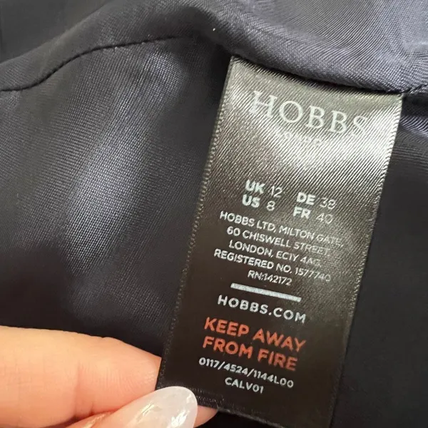 Hobbs London Navy Tweed Boucle Collarless Cropped Jacket Blazer US 8 - Image 7