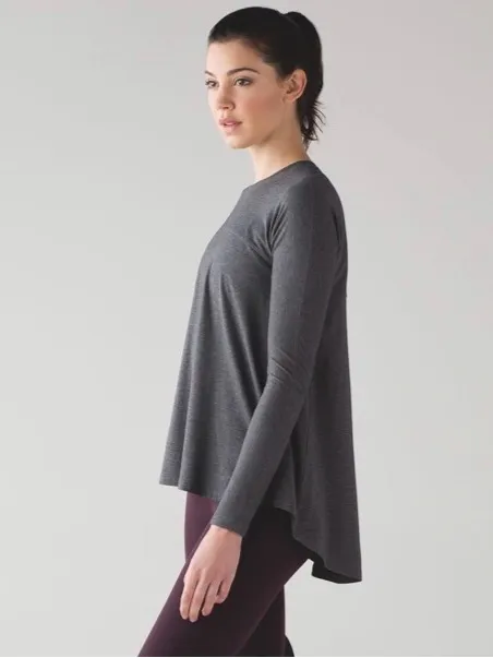 Lululemon Acadia Long Sleeve Heathered Pitch Grey Athletic Active Top Shirt - Image 2