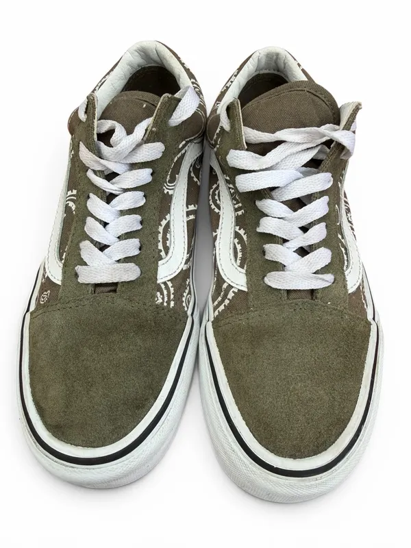 Vans Old Skool Paisley Sneakers Olive Brown‎ White Women’s 6 - Image 5