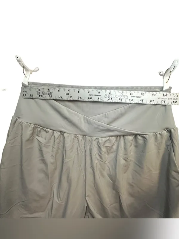 Halara Women’s Large Gray Crossover Waist Cropped Wide Leg Quick Dry Pants - Image 6