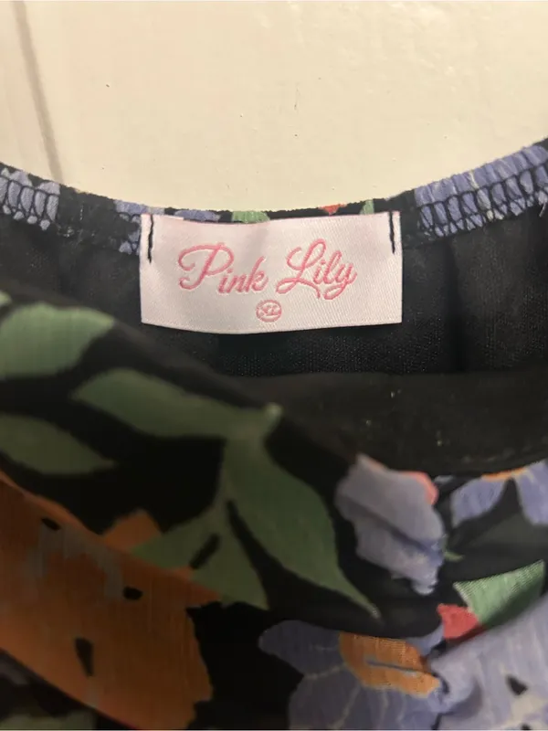 Pink Lily Black Floral Ruched Square Neck Peplum Blouse - Image 3