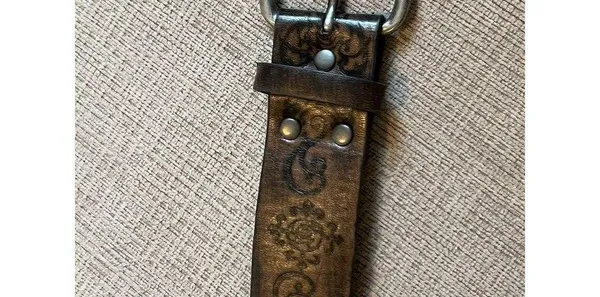 Women’s Brown Faux Leather Bohemian Mandala Print Belt Size 11 - Image 2