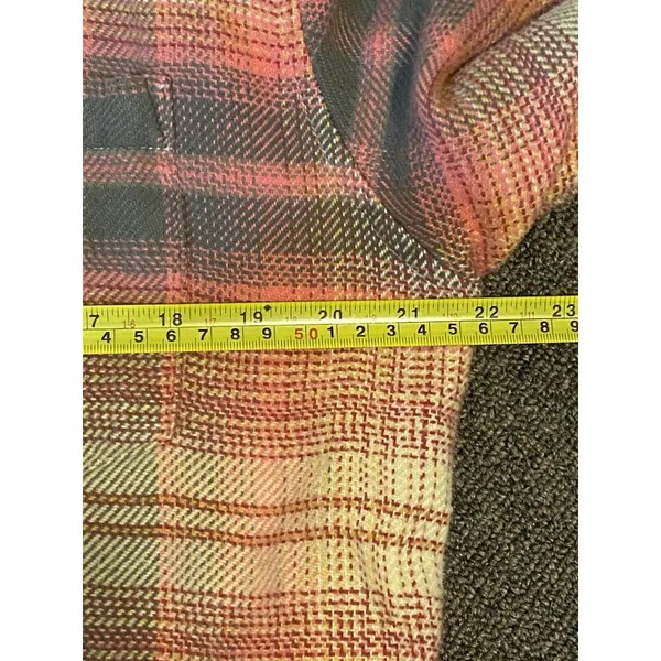 American Eagle Green Orange Plaid Fleece Flannel Oversized Button-down Shirt XS - Image 13