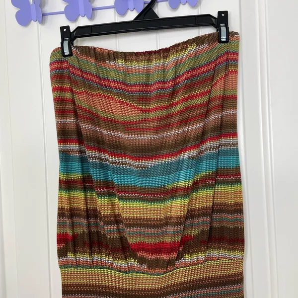 NWOT Veronica‎ M women's brown multicolor maxi strapless stretchy dress small - Image 2