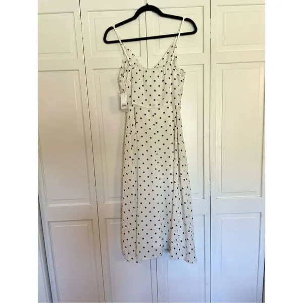 Bp Nordstrom NWT black dot tie front midi dress small - Image 9