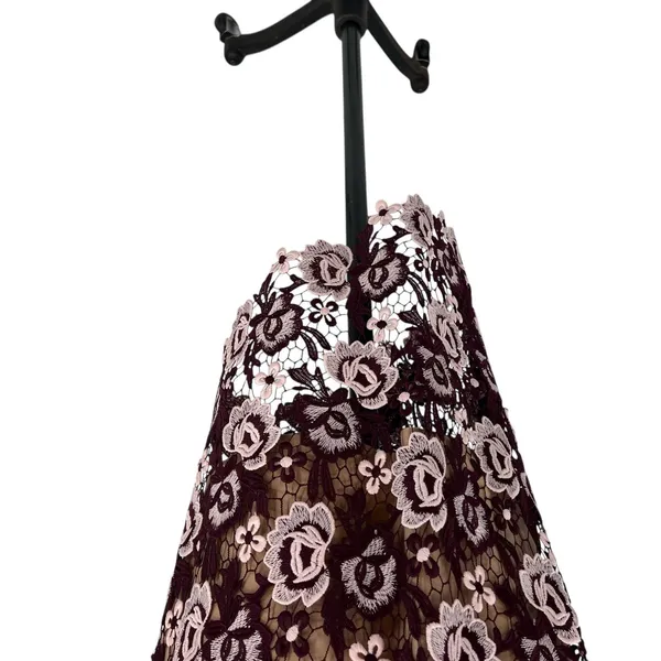 Bardot Dalia Lace Midi Dress Crochet Asymmetric Hem Purple Size US 8‎ - Image 7