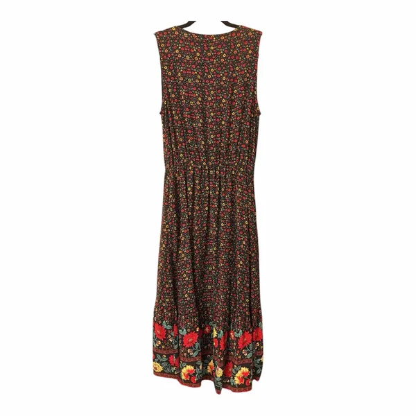 Amazon Bohemian V-Neck Printed Gathered Waist Midi Dress - Image 7