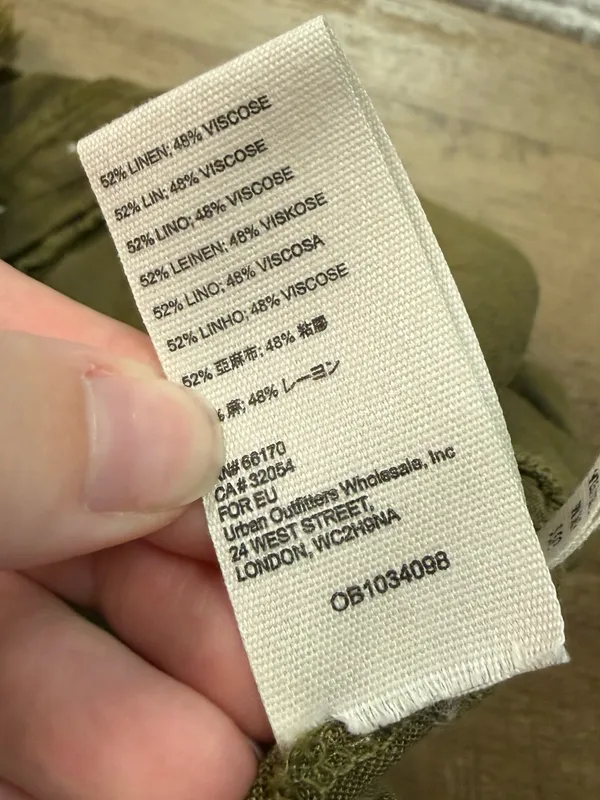 Free People Tomboy Linen Blend Raw Hem Drawstring Shorts in Army Green Sz Small - Image 7