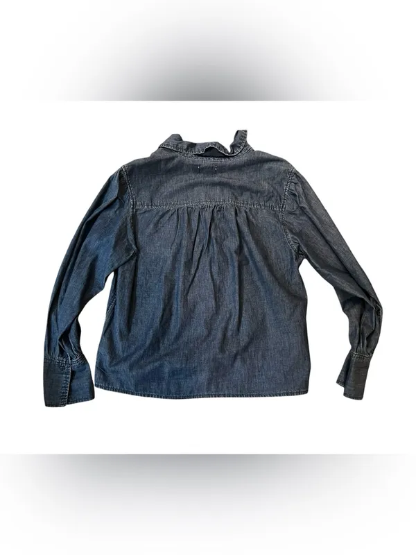 Angels Dark Denim V-Neck Long Sleeve Blouse - Image 5