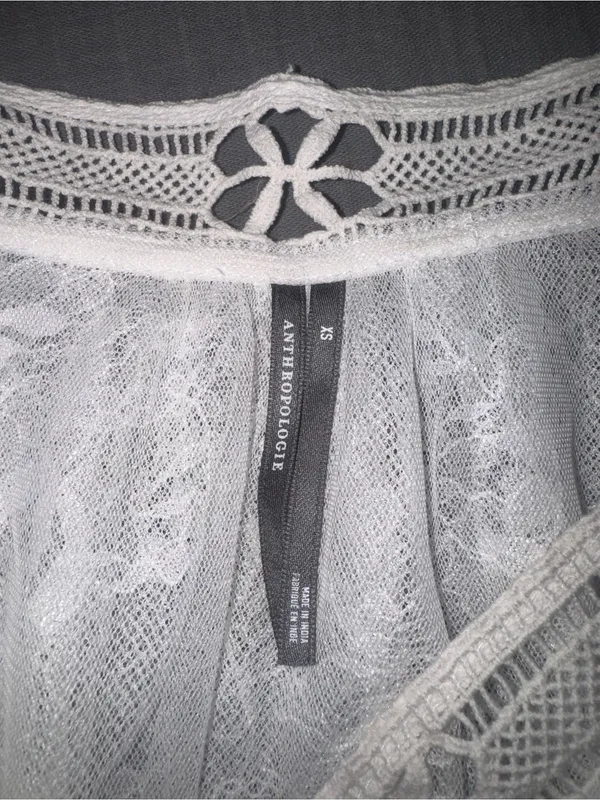 Anthropologie White Sheer Lace Tie-Front Bolero - Image 5