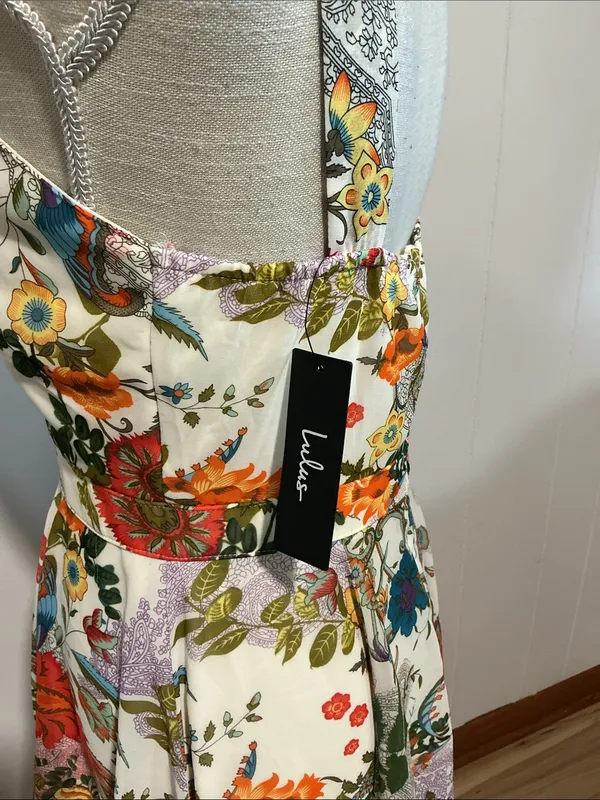 Lulu's White Floral Cross-Strap Mini Dress with Multi-Color Print - Image 4