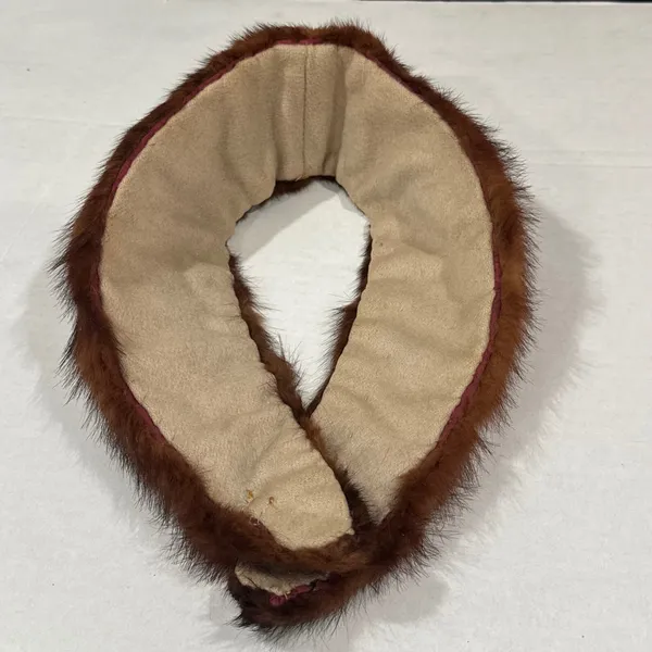 Vintage Real Fur Collar Wrap Women Brown Vintage Glamour Stole Maximalist - Image 2