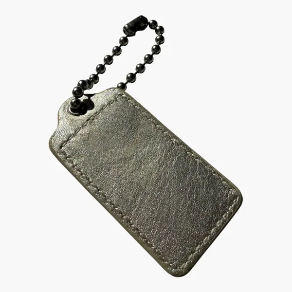Coach Metallic Pewter Leather Hangtag Keychain Bag Charm 2.5” Logo Tag Charm - Image 4