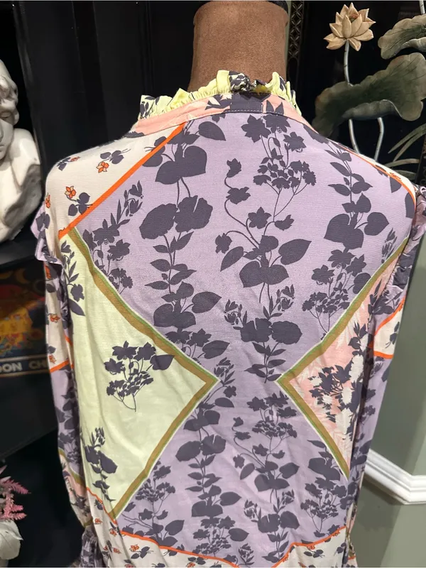 Sanctuary “After Party” Boho Floral Tie‑Neck Blouse – Size Medium - Image 9