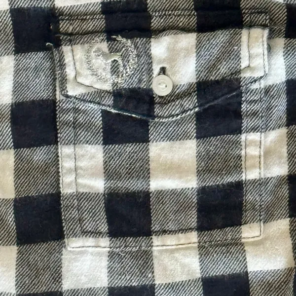 Y2K Victoria’s Secret Pink Buffalo Check Plaid Flannel Shirt XS/S Ruffle Cowgirl - Image 6