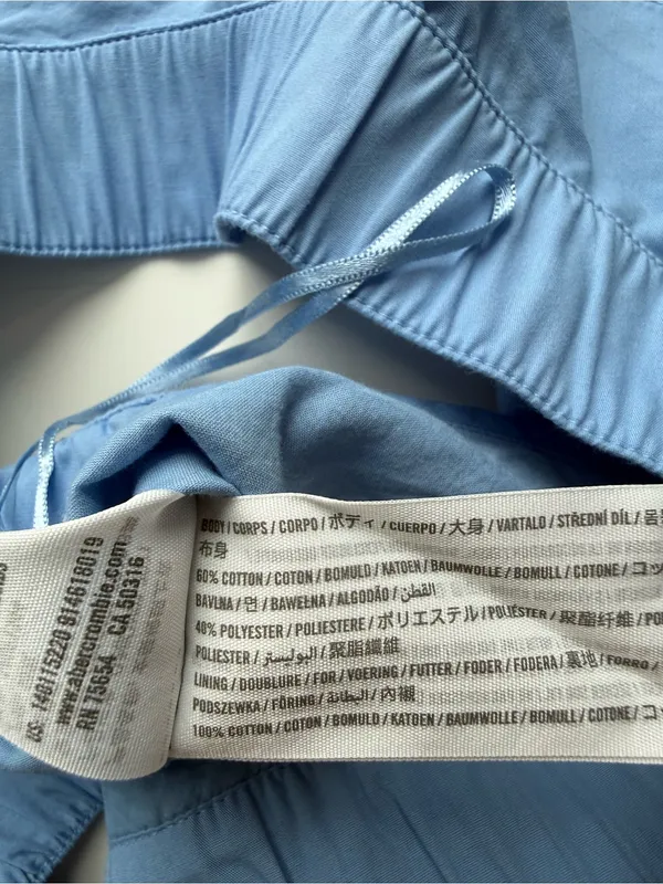 Abercrombie & Fitch Ruffle Poplin Cropped Top Blue Size Small - Image 5