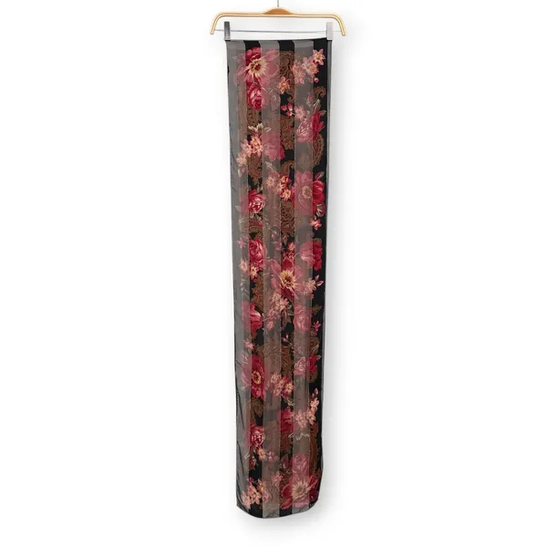 VINTAGE Ralph Lauren Silk Sheer Black w/ Red Floral & Gold Thread 54 X 11" Scarf - Image 4