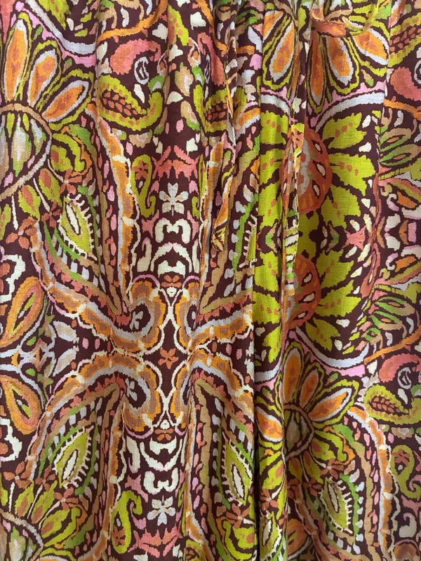 Vici Boho Floral Palazzo Pants in Orange, Olive & Brown M - Image 2