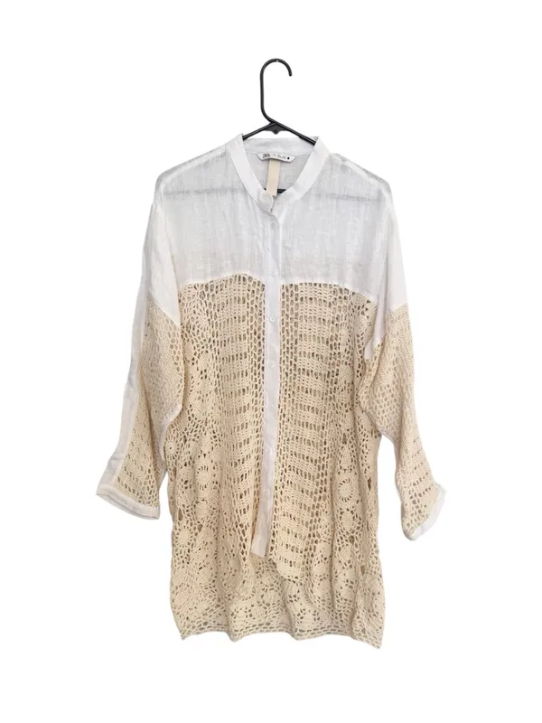 Zara Contrasting Crochet Top Size M - Image 2