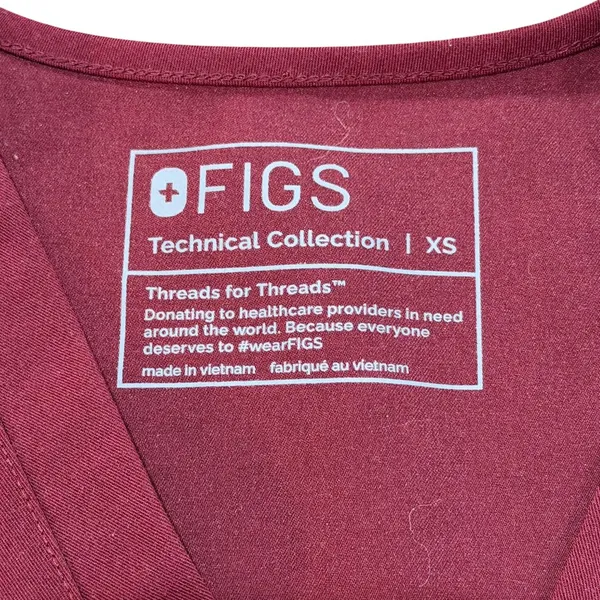 FIGS Catarina One Pocket Scrub Top Burgundy XS Healthcare Nurse Hospital Uniform - Image 4