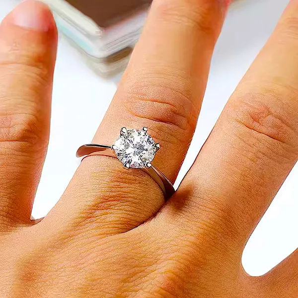2 Carat‎ Platinum Solitaire Simulated Diamond Engagement Wedding Ring, Size 10 - Image 11