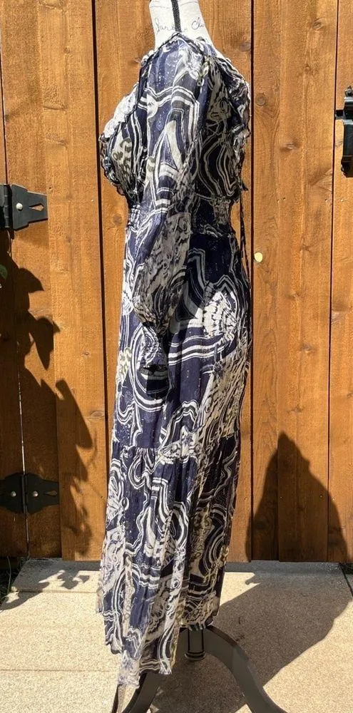 Painter Johnson for V-neck Textured Midi Dress Navy Size XSP NWT - Image 4