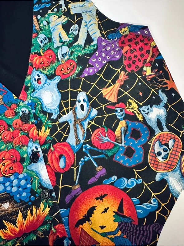 Vintage Basic Editions Halloween Women’s M Novelty Witch Ghost Waistcoat Vest - Image 8
