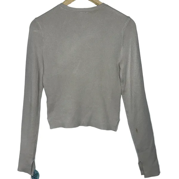 Abercrombie & Fitch Beige Tan Ribbed Knit Long Sleeve Crew Neck Sweater Size M - Image 2