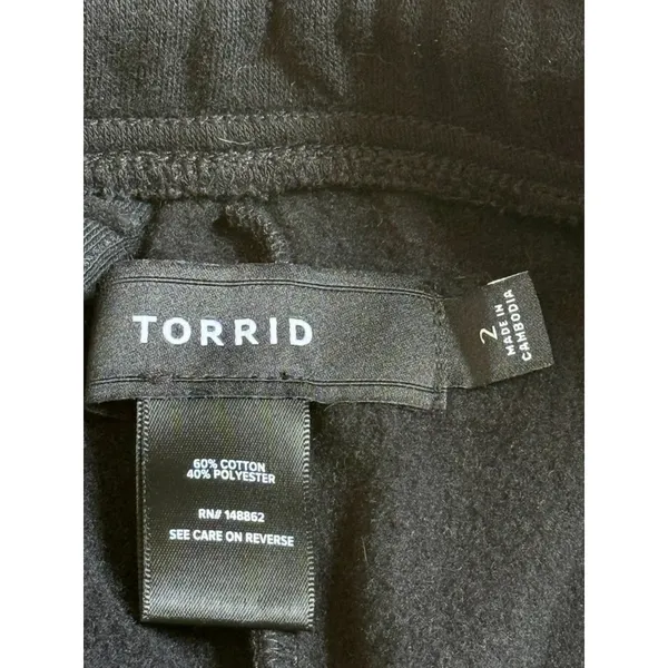 Torrid Wide Leg Black Sweatpants Cozy Fleece Stretch Lounge Pants Plus Size 2 - Image 3