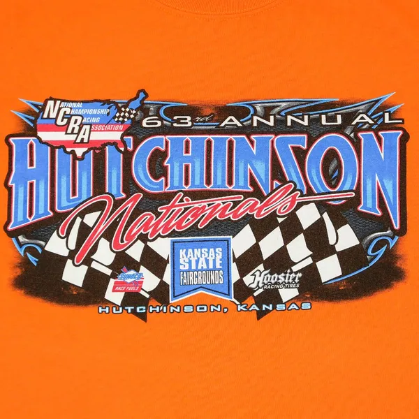 Neon Orange Hutchinson Nationals Sprint Car Racing Graphic T-Shirt - Image 5