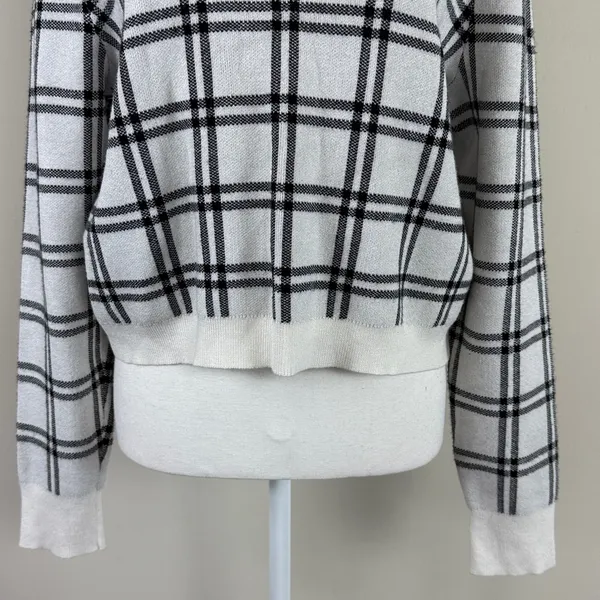 Abercrombie & Fitch Plaid Knit Pullover Turtleneck Sweater‎ Black & White Sz XL - Image 4