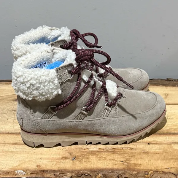SOREL HARLOW WATERPROOF LACE COZY ANCIENT‎ FOSSIL Size 7 A48 - Image 7