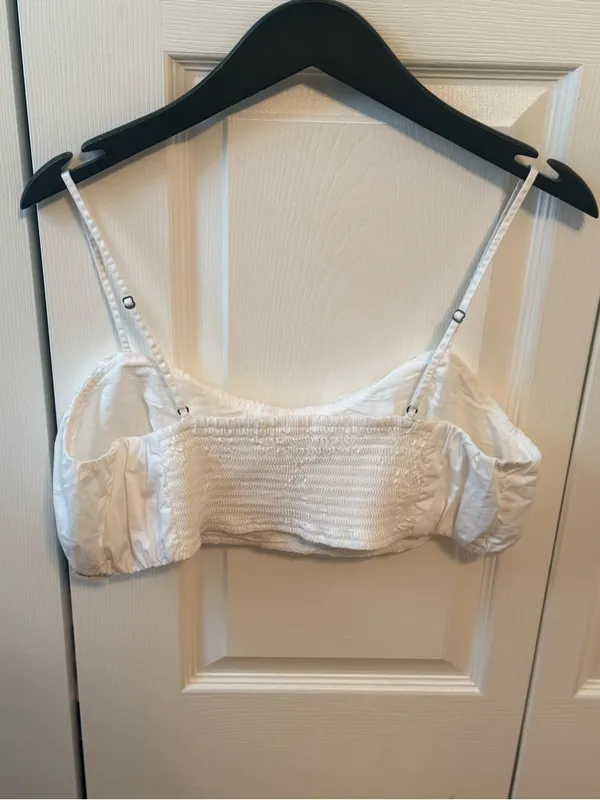 Abercrombie & Fitch White Linen Blend Micro Crop Top - Image 3