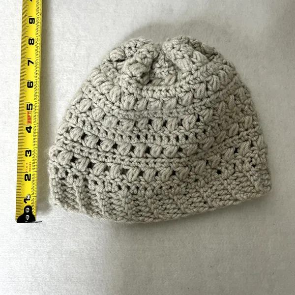 Handmade Gray Knit Beanie Hat - Image 5