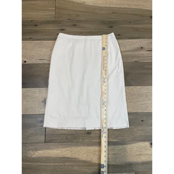J.Crew Original Fit Beige Pencil Skirt Cotton Fully Lined Back Pleat Detail Sz 6 - Image 5