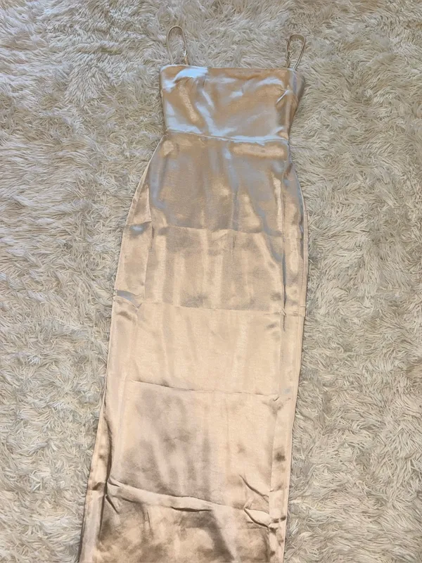 NWOT HOUSE OF CB Costanza vintage cream satin Maxi Dress sz S - Image 6
