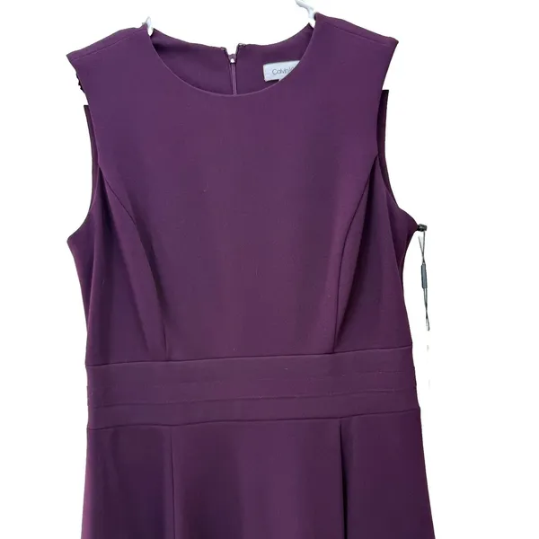 NWT Calvin Klein Purple Mesh Illusion Hem‎ Fit Flare Stretch Sleeveless Dress 6 - Image 8