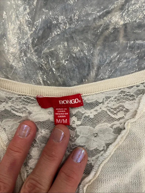 BONGO Y2K Cream Tie-Front Bandeau Top size medium. - Image 5
