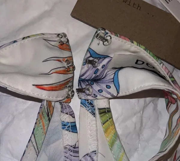 New- Medium off-white floral crêpe high neck halter top - Image 14
