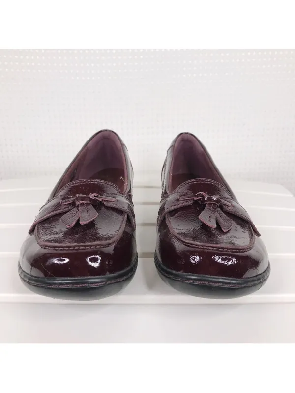 Clarks Collection Ashland Bubble Burgundy Patent Leather Loafers 7.5 - Image 4