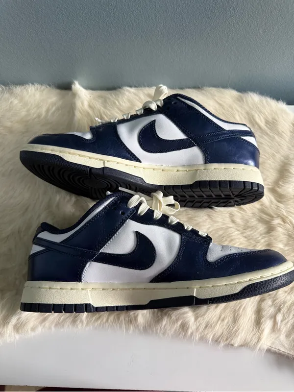 Nike Women’s Dunk Low Premium Vintage Navy White Sneakers - Image 9