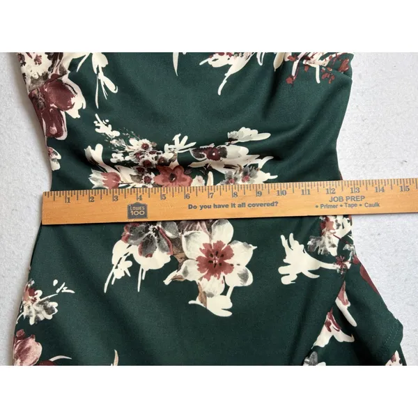 Windsor Green Floral Cowl Neck Ruffle Slit Midi Dress NWT Medium - Image 9