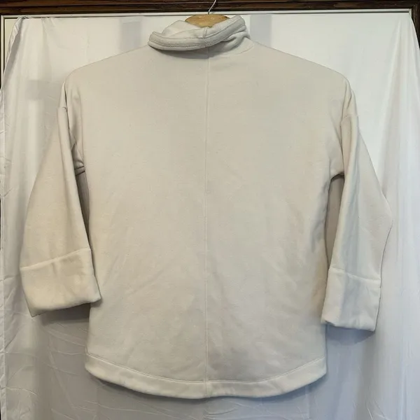 Athleta Cozy Karma Funnel Neck Sweatshirt Size Small White Ivory Tunic Pockets‎ - Image 3