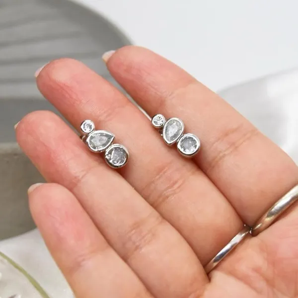 Mixed Shapes Crystal Studs Silver - Image 3