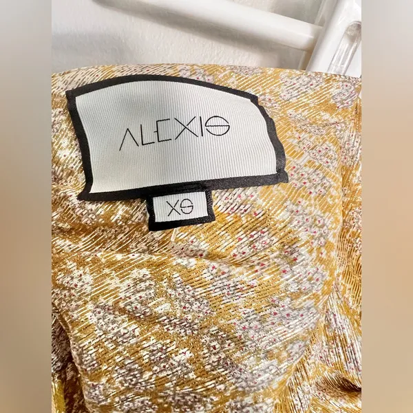 NWOT Alexis Joya Pleated Strapless Metallic Gold Lame Maxi Dress RARE Size XS - Image 9