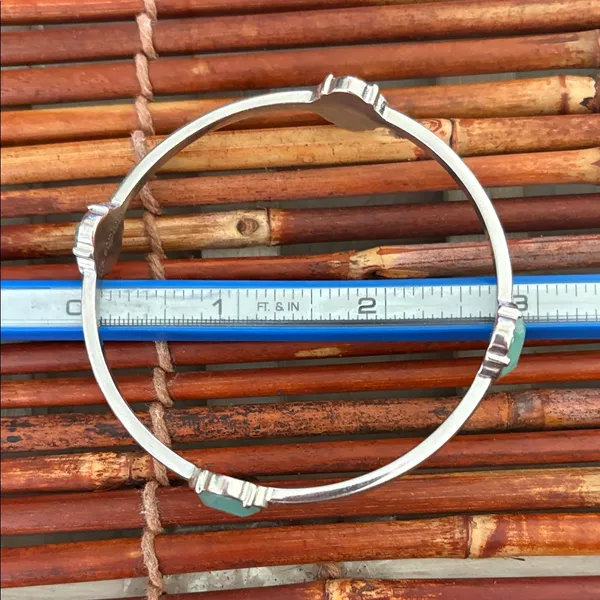Lia Sophia Silver Bangle Bracelet with Mint Accents - Image 7